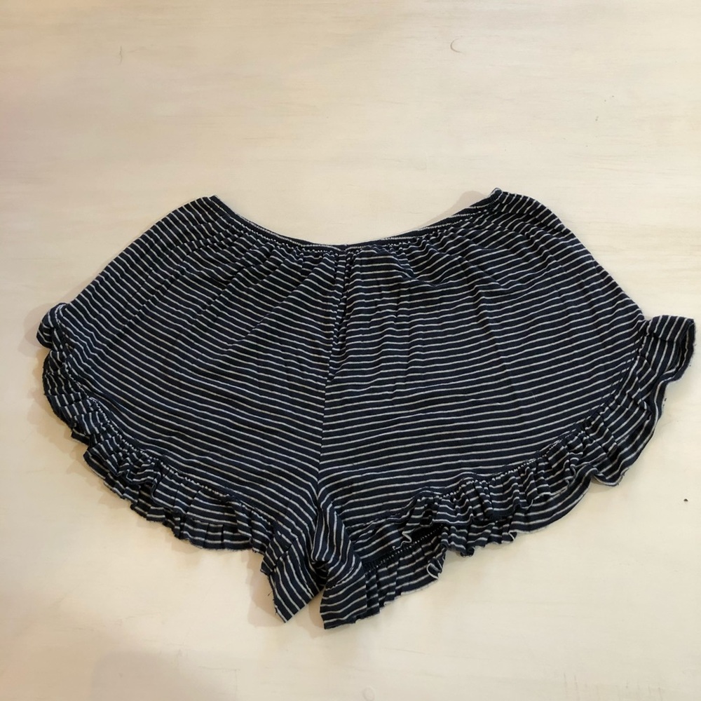 Brandy Melville navy blue and white striped shorts